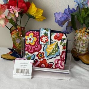 NWT Vera Bradley Mini Zip Around Wallet - Hope Garden Pattern - Pocket Wallet